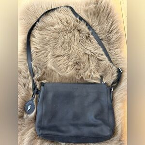 Roots black leather crossbody (barely used)